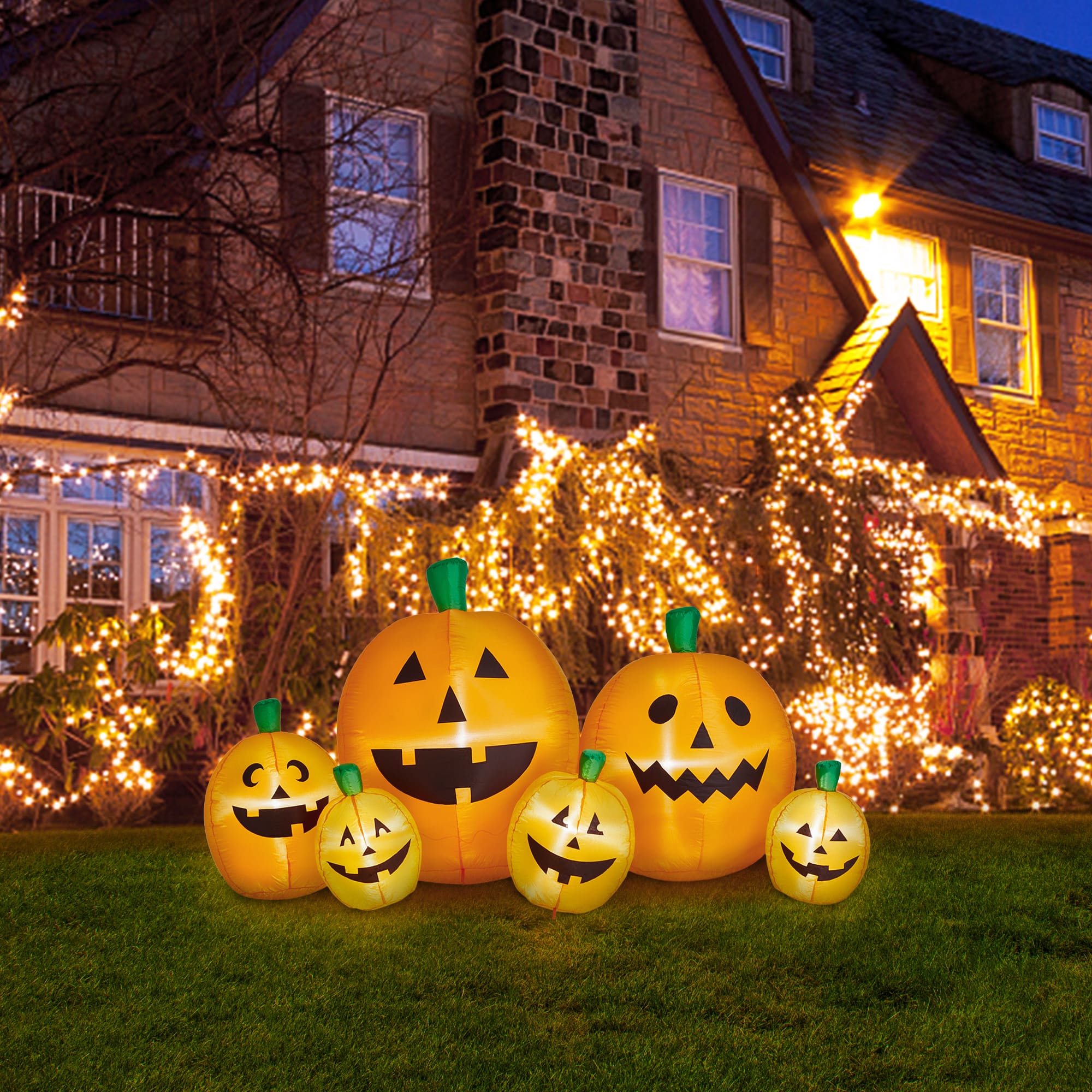 Glitzhome® 8ft. Lighted Inflatable Jack-O-Lantern Pumpkins Décor